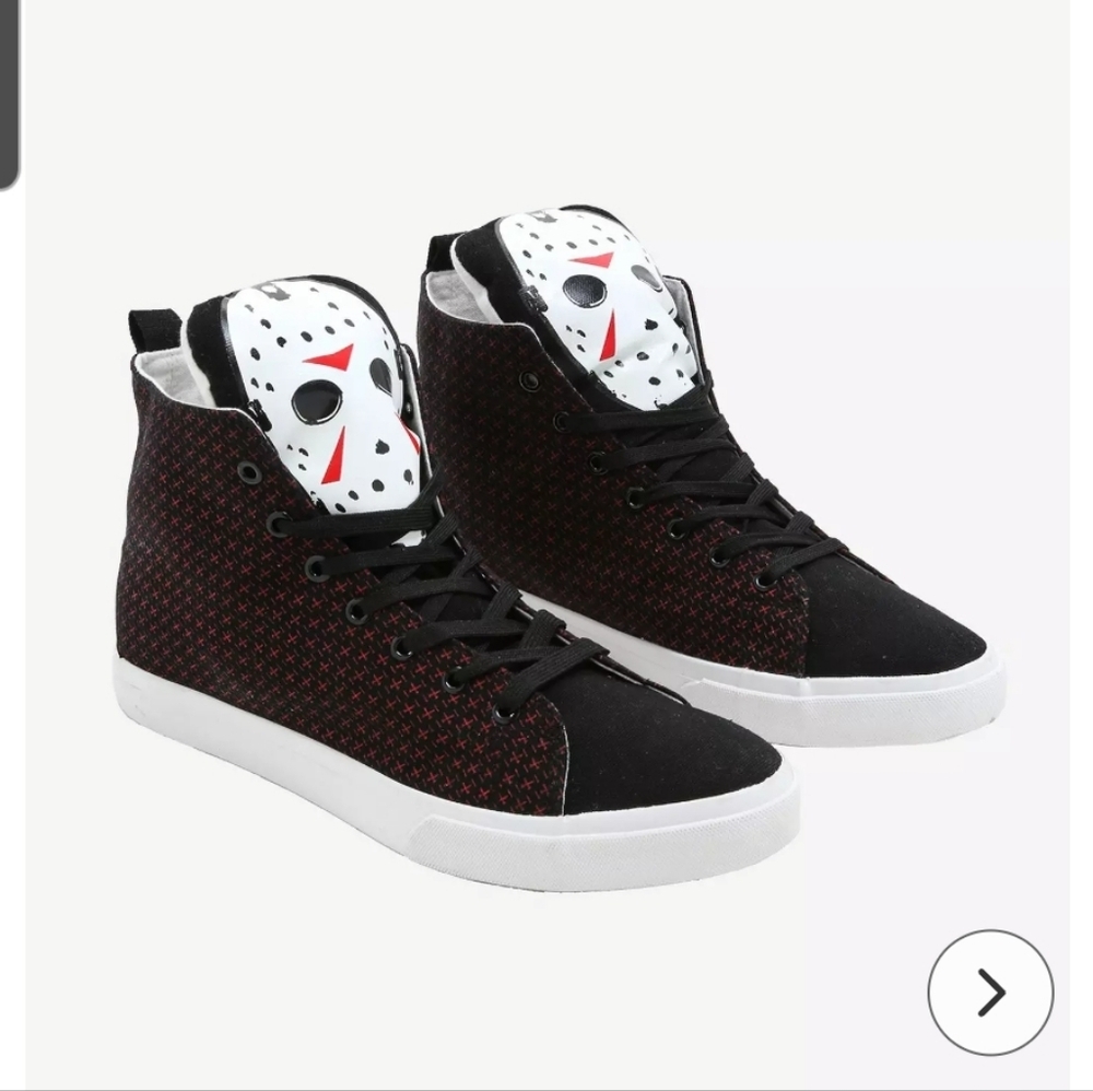 Friday The 13th Jason Mask Hi-Top Sneakers size 10 Halloween fall costum…